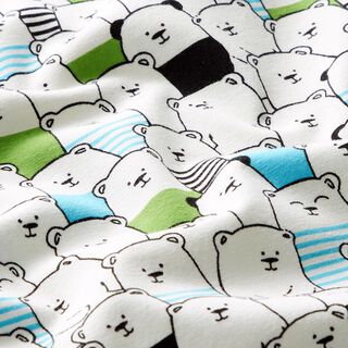 Jersey coton Ohé, les ours – blanc/turquoise, 