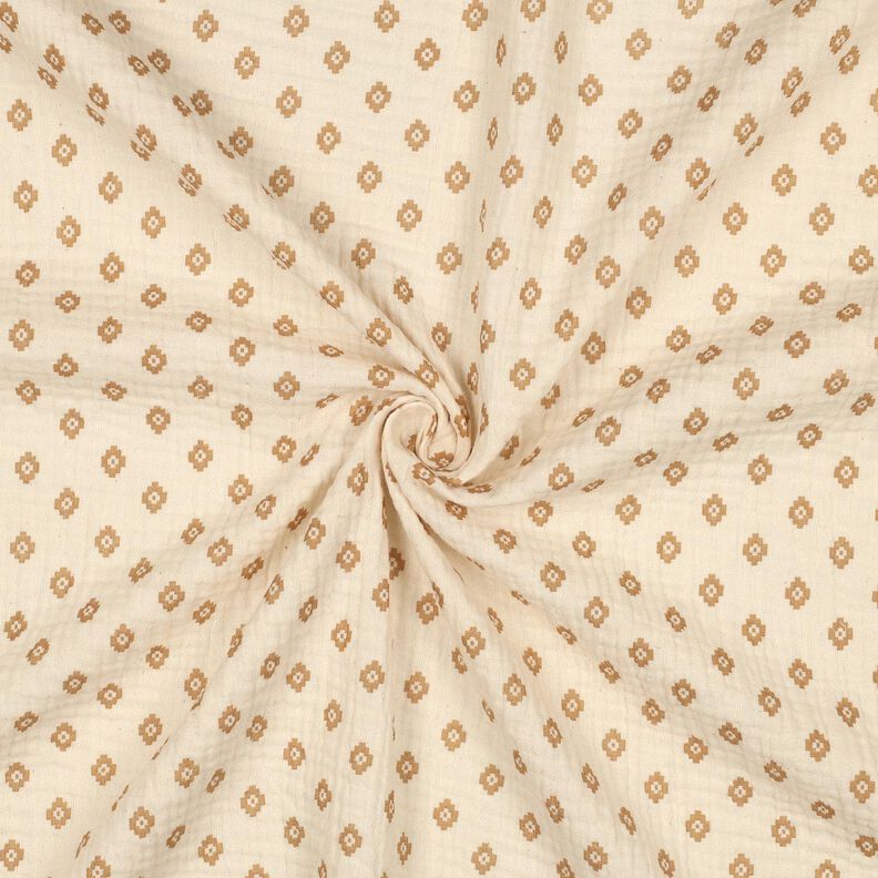 GOTS Tissu double gaze de coton Motif losanges boho  | Poppy Fabrics – crème/cannelle,  image number 3