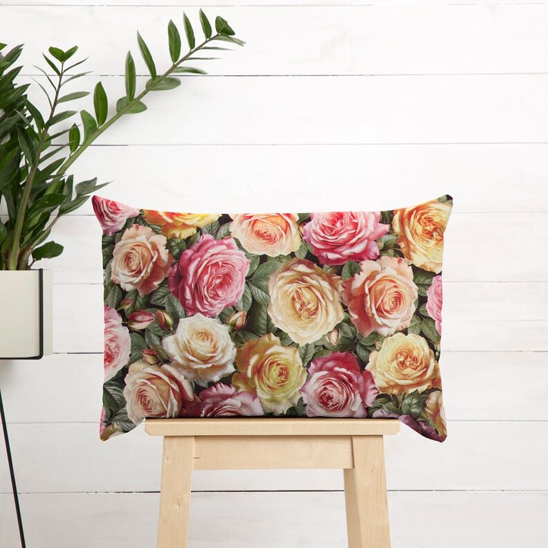 Velours de décoration roses opulentes – rose/jaune,  image number 6