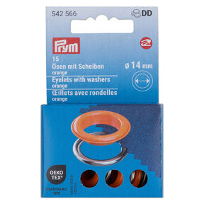 Œillets avec rondelles [15 unités | Ø 14 mm] | Prym – orange/argent métallisé, 