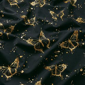 Jersey coton Papillons dorés | Glitzerpüppi – noir, 
