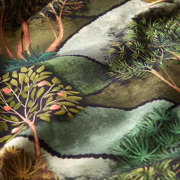 Tissu de décoration semi-panama Impression numérique Paysage – vert,  image number 2
