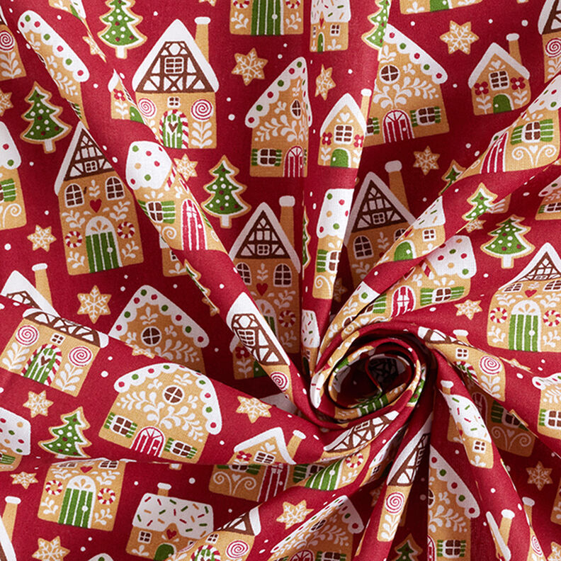 Tissu en coton Cretonne Maison en pain d’épices – carmin, image number 3