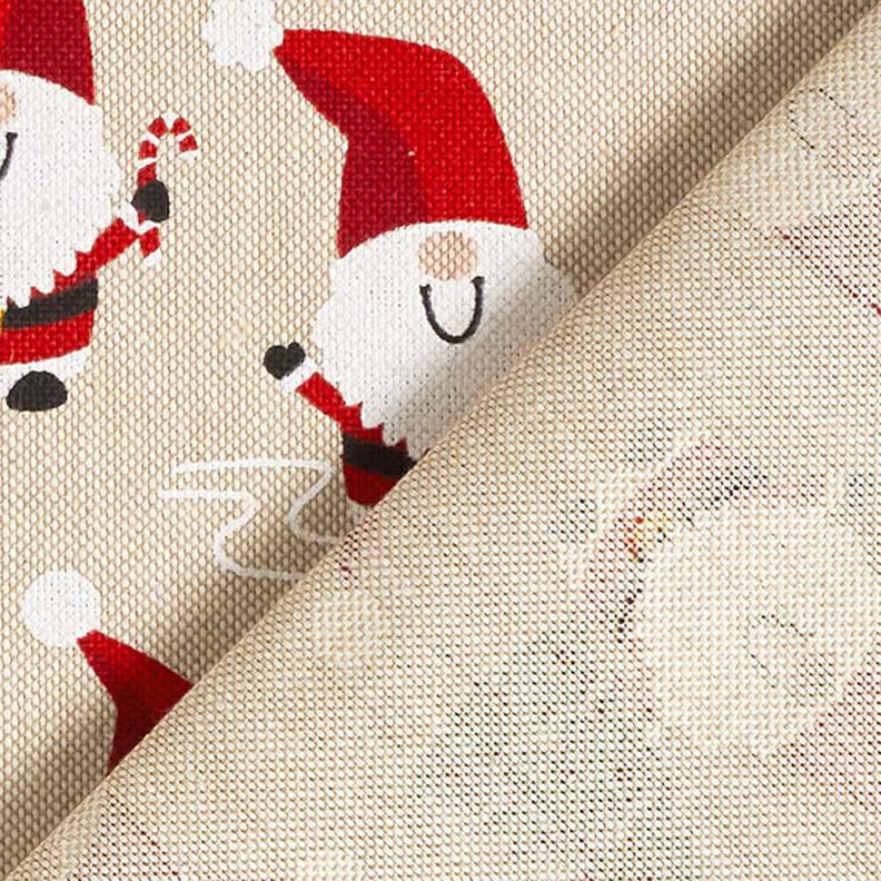 Tissu de décoration Semi-panama pères Noël joyeux – nature, image number 4