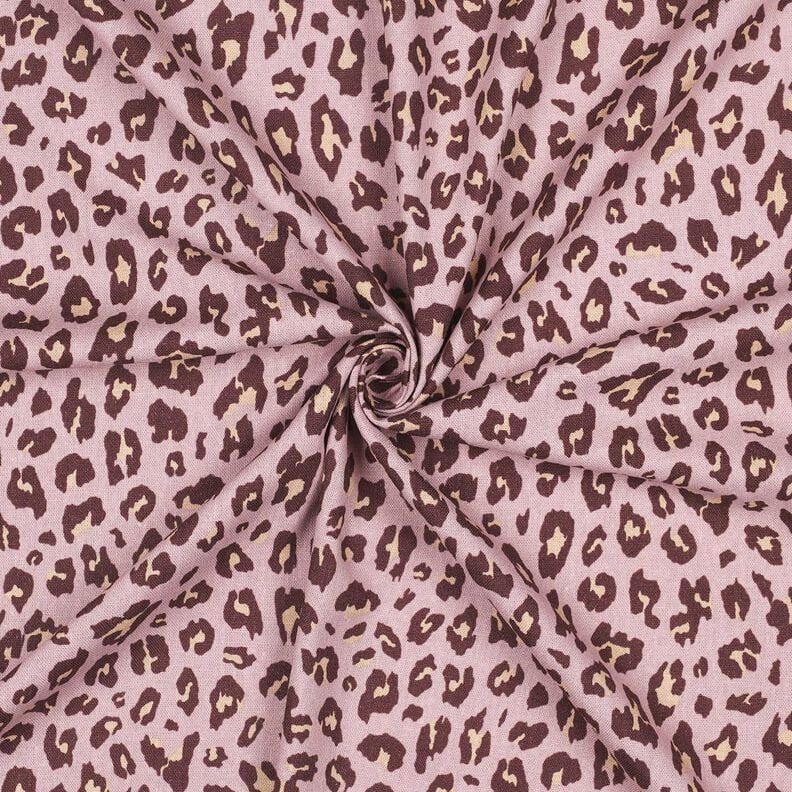 Mélange viscose lin Imprimé léopard | Poppy Fabrics – vieux rose clair/aubergine,  image number 3