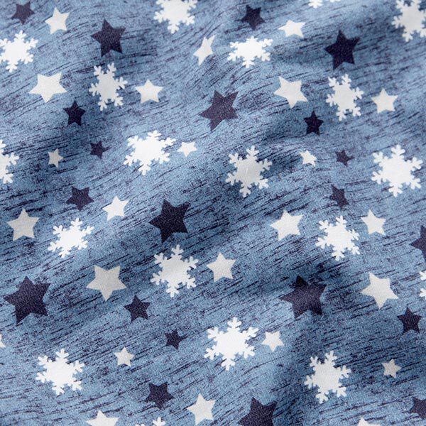 Sweatshirt gratté Flocons de neige et étoiles Impression numérique – gris bleu,  image number 2