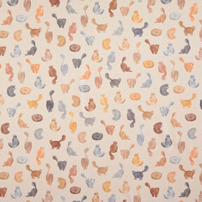 Tissu de décoration Semi-panama Chats peints – beige clair, 