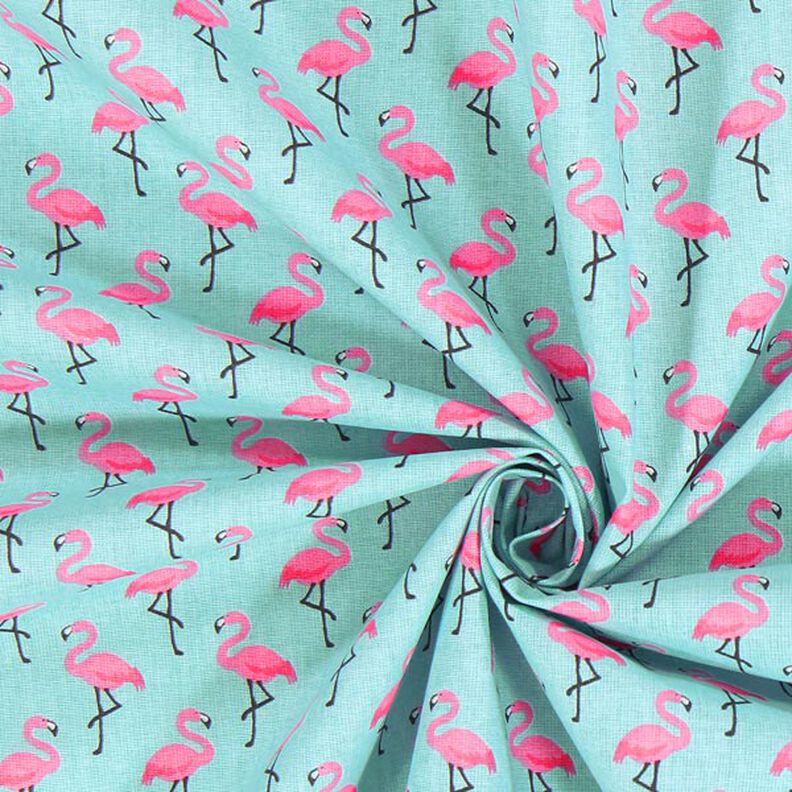 Coton enduit Flamant rose – bleu clair,  image number 2