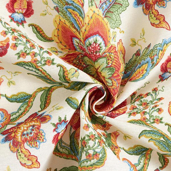 Tissu décoratif Toile ornements floraux orientaux 280 cm – nature/vert,  image number 3