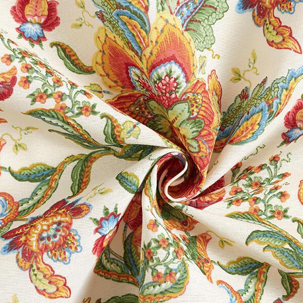 Tissu décoratif Toile ornements floraux orientaux 280 cm – nature/vert, image number 3