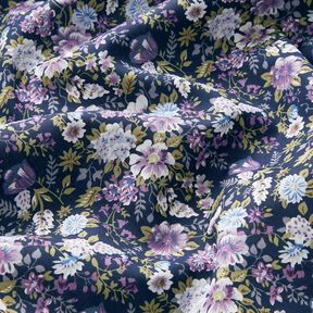 Popeline coton Prairie fleurie romantique – bleu marine/lavande, 