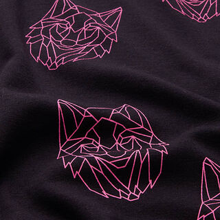 Polaire alpin Loup en origami  – noir/rose néon, 
