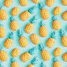 Tissu en coton Popeline ananas – bleu aqua/jaune,  thumbnail number 1