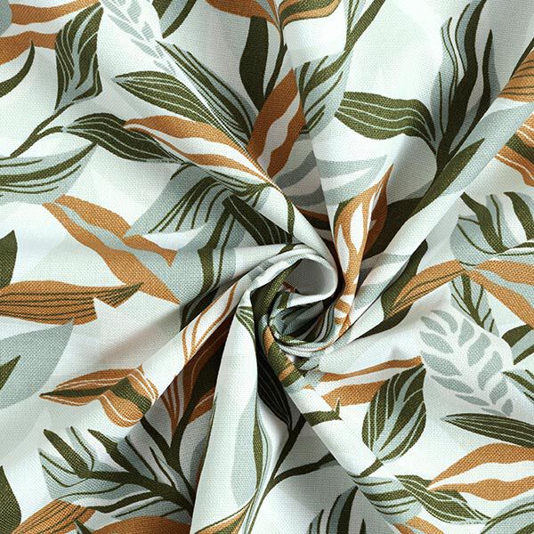 Tissu de décoration Canvas feuilles peintes – vert/blanc, image number 4