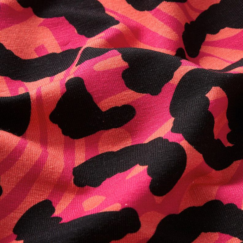 French Terry Sweat d’été Lion et fleurs – rose vif/orange, image number 6