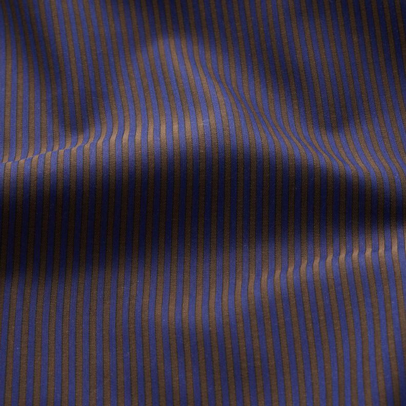 Tissu pour chemise à rayures – bleu marine/marron, image number 2
