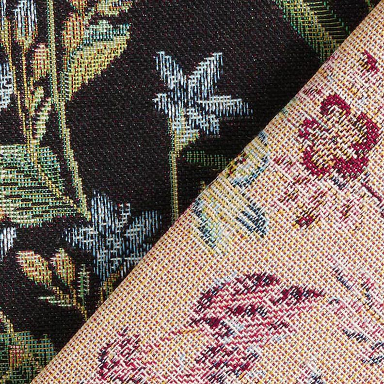 Tissu de décoration Gobelin prairie fleurie – noir,  image number 5