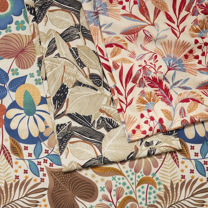 Tissu de décoration Semi-panama Flore – nature/baies,  image number 6