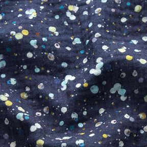 GOTS Tissu double gaze de coton pois colorés Impression numérique| by Poppy – bleu marine, 