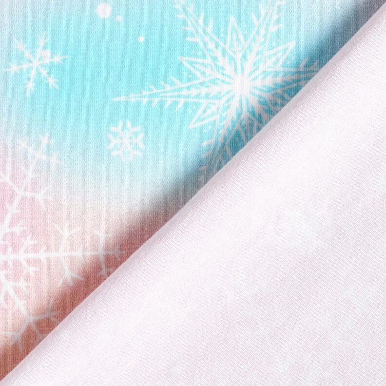 Jersey coton Flocons de neige dégradé aquarelle | Glitzerpüppi – bleu glacier/rosé,  image number 4