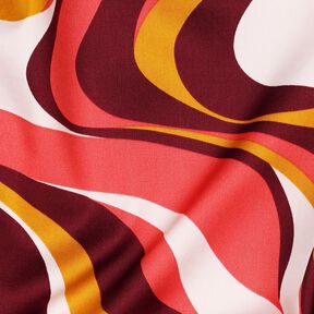 Satin de coton Vagues rétro | Poppy Fabrics – rouge bordeaux/jaune curry, 