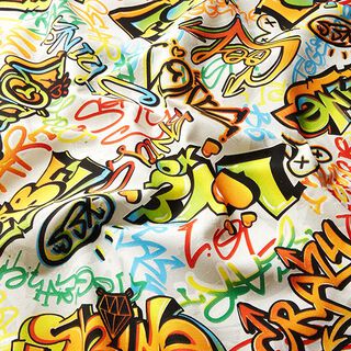 Tissu de décoration Semi-panama Graffiti – argent, 