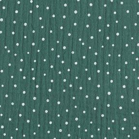 Tissu double gaze de coton Petits points – vert foncé/blanc | Reste 80cm, 