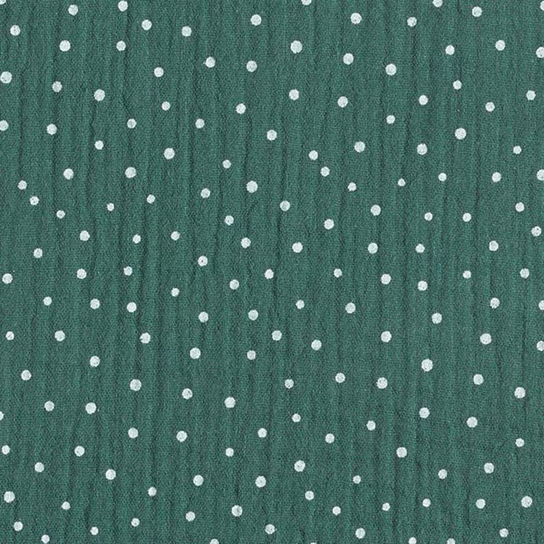 Tissu double gaze de coton Petits points – vert foncé/blanc,  image number 1