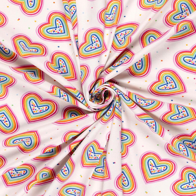 Jersey coton Cœurs colorés – écru,  image number 3