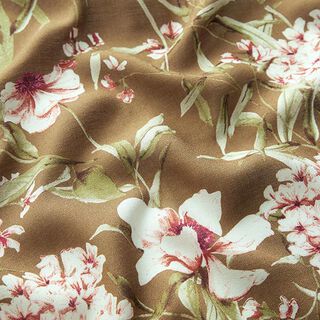 Crêpe de viscose léger à fleurs – olive clair, 
