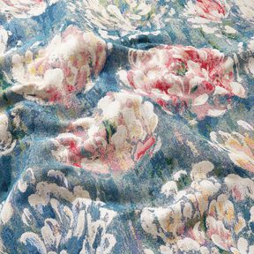 Tissu de décoration Gobelin Seerosen – beige clair/vert, 