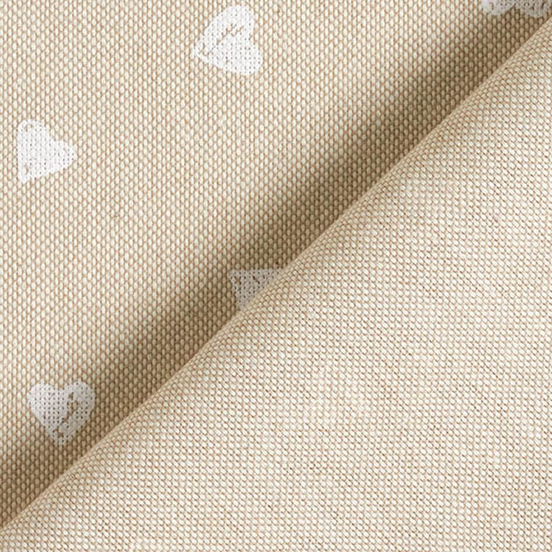 Tissu de décoration Semi-panama Petits cœurs – blanc/nature,  image number 4