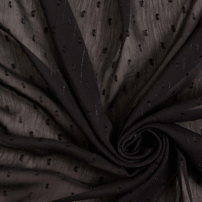 Mousseline Dobby métallisée à fines rayures – noir/argent métallisé,  image number 3