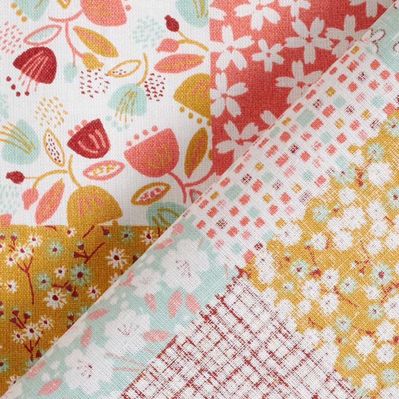 Tissu en coton Cretonne look patchwork – blanc/saumon,  image number 3