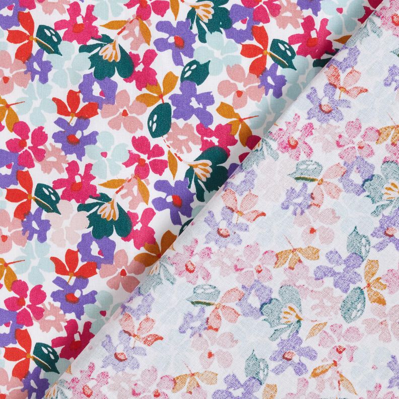 Coton enduit Fleurs pastel – blanc/lilas,  image number 5