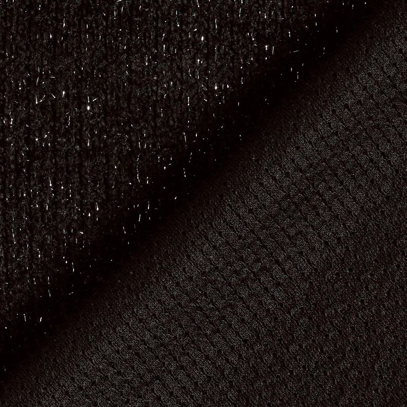 Chenille Jacquard maille Paillettes – noir/argent vieilli métallisé,  image number 3