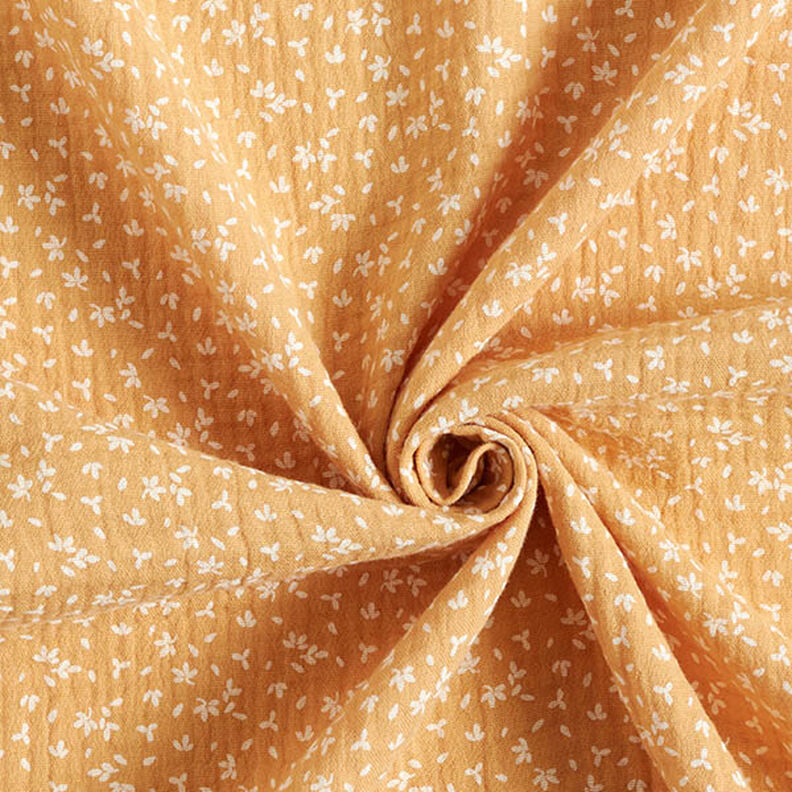Tissu double gaze de coton Pétales de fleurs – or ancien, image number 3