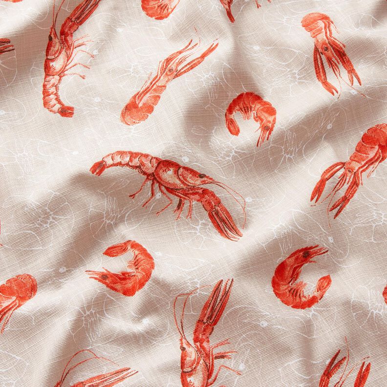 Tissu de décoration Panama Crabe homard – noix de cajou/rouge feu,  image number 2