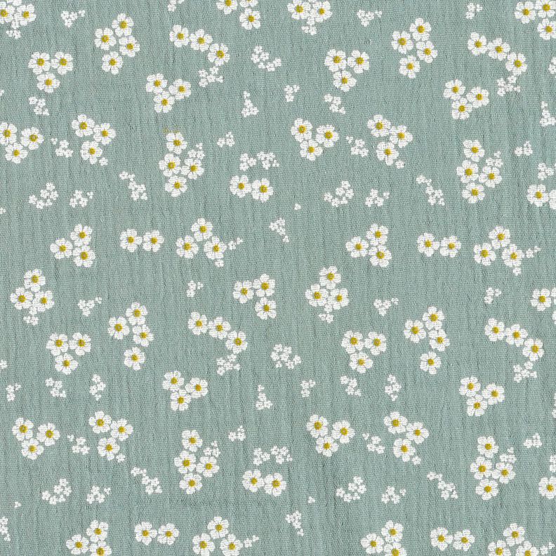 Tissu double gaze de coton Gänseblümchen – roseau/blanc,  image number 1