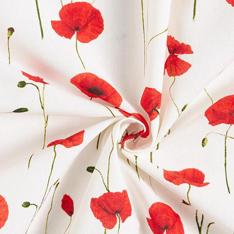 Tissu de décoration Semi-panama coquelicot – blanc/rouge,  image number 3