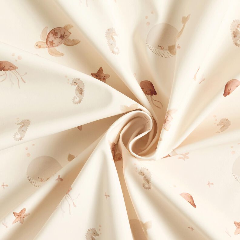 Tissu pour veste de pluie Monde sous-marin délicat Impression numérique – crème,  image number 4