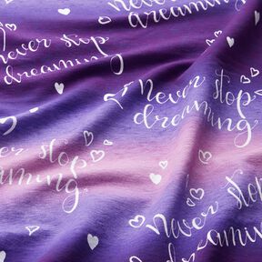 French Terry Sweat d’été Never stop Dreaming | Glitzerpüppi – lilas/aubergine, 