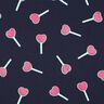 Jersey coton Sucettes en forme de cœur à paillettes | Poppy Fabrics – bleu nuit,  thumbnail number 1