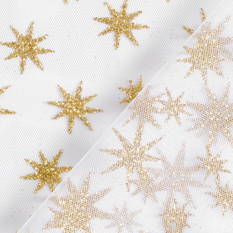 Tulle Étoiles pailletées – blanc/or,  image number 4