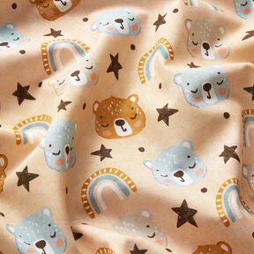 Popeline coton Têtes d’ours et arcs-en-ciel Impression numérique – beige, 