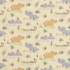 Popeline coton Baignade des animaux de la jungle – vert pastel, 