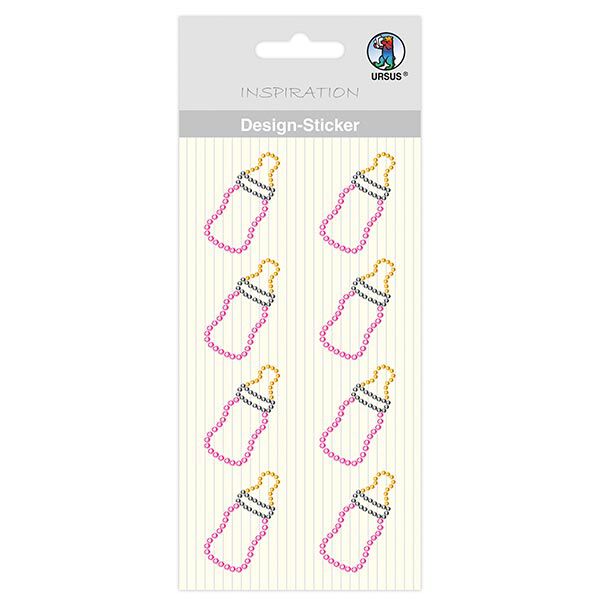Autocollant design Baby biberon fille [ 8 Pièces ] – rose/jaune,  image number 1