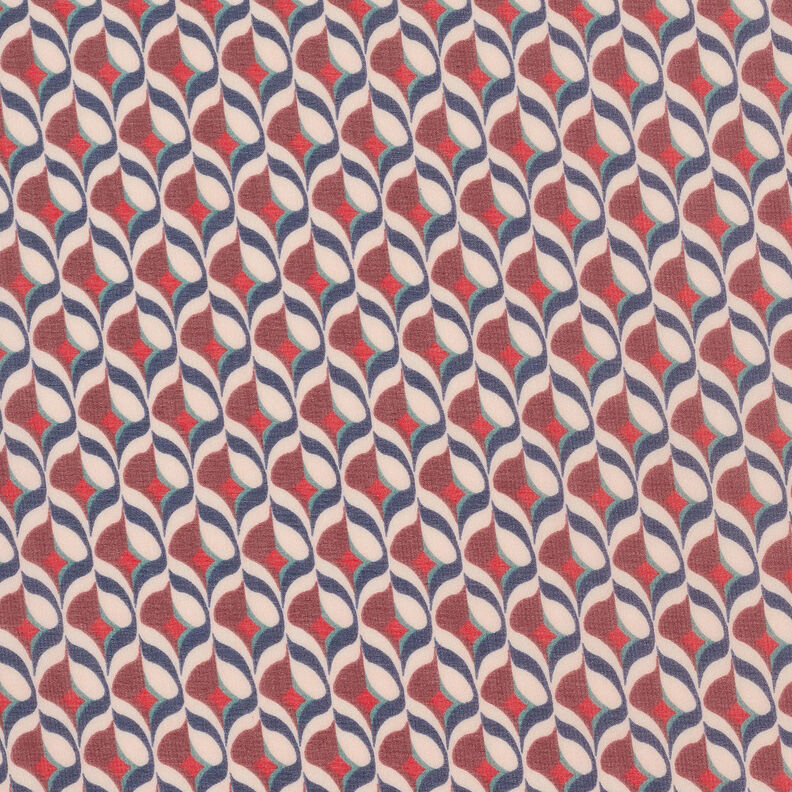 Mousseline de soie Motif rétro – blanc/rouge foncé, image number 1