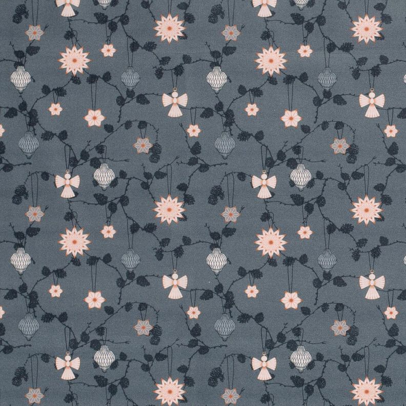 Tissu en coton Popeline Décorations d'arbre scandinaves – gris schiste, image number 1