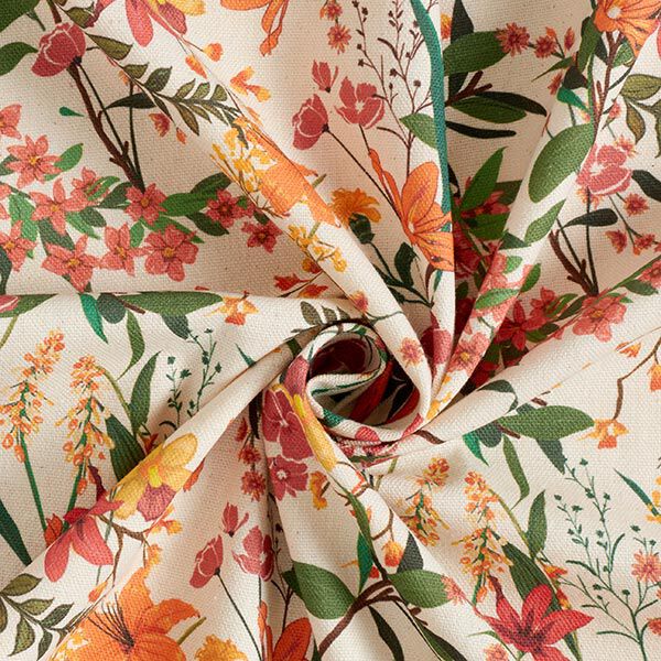Tissu de décoration Semi-panama florale – abricot/nature,  image number 3